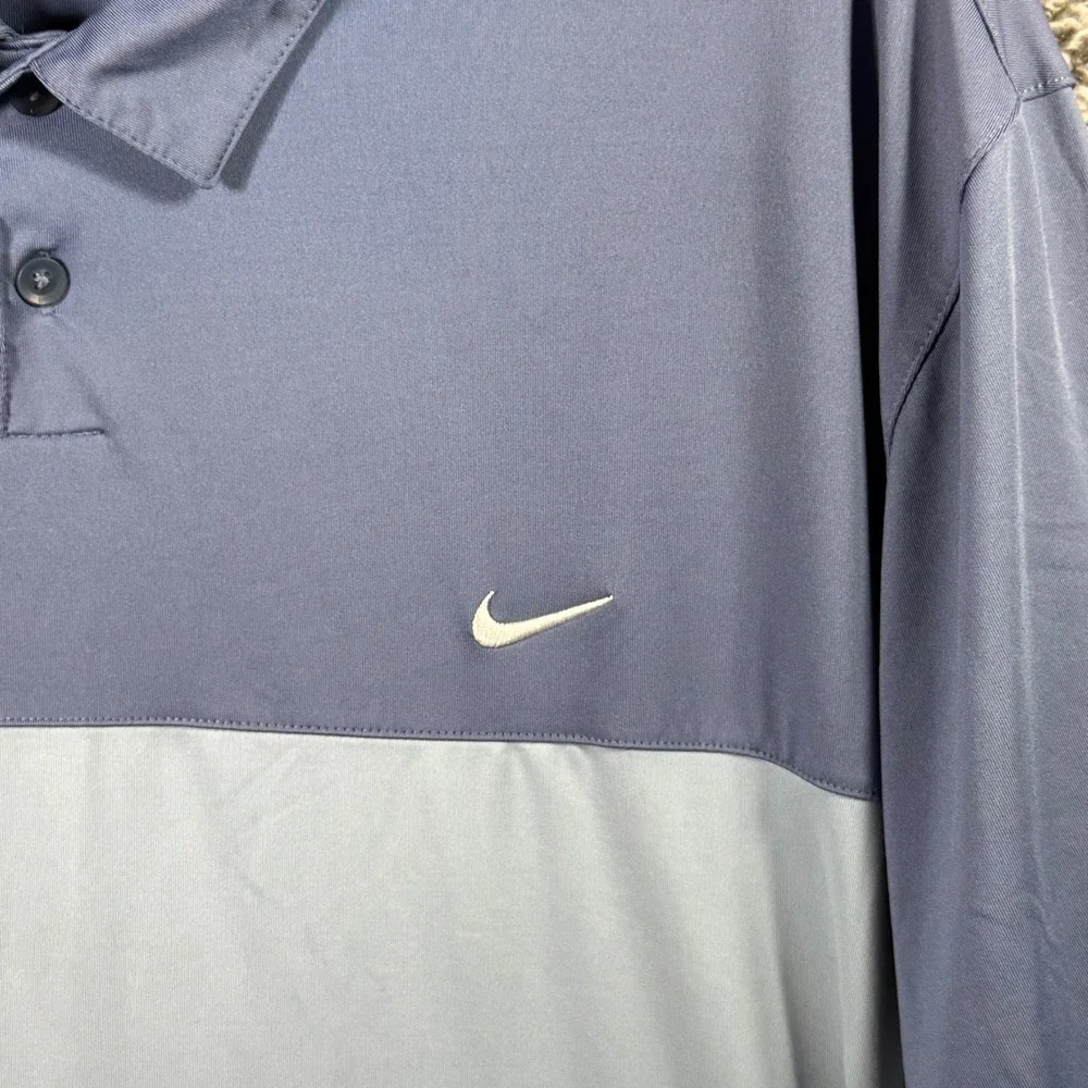 Nike Golf Polo Shirt Dri-Fit Standard Fit Performance Wicking Blue Gray Mens 2XL